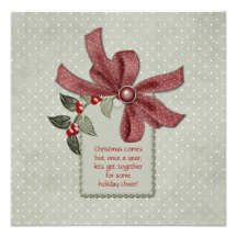 Holly and Red Ribbons Office Christmas Party Invit Personalized Invite