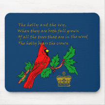 Holly and the Ivy Illustrated on Apparel & Gifts Mouse Mats