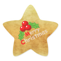 Holly & Berries Gold Merry Christmas