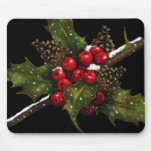 Holly Berries, Pine Cones: Christmas Oil Pastel Mouse Pads