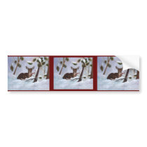 Holly Berry Deer Bumper Sticker