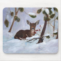 Holly Berry Deer Mousepad