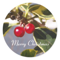 Holly & Berry Round Sticker