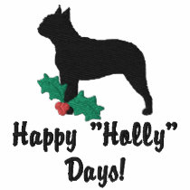 Holly Boston Terrier Embroidered Shirt (Long Slv)