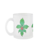 Holly Fleur de lis Frosted Glass Mug