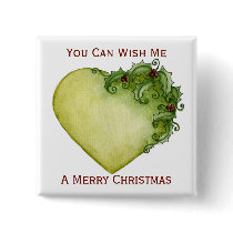 Holly Heart Trees Button
