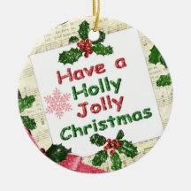 Holly Jolly Christmas Tree Ornament