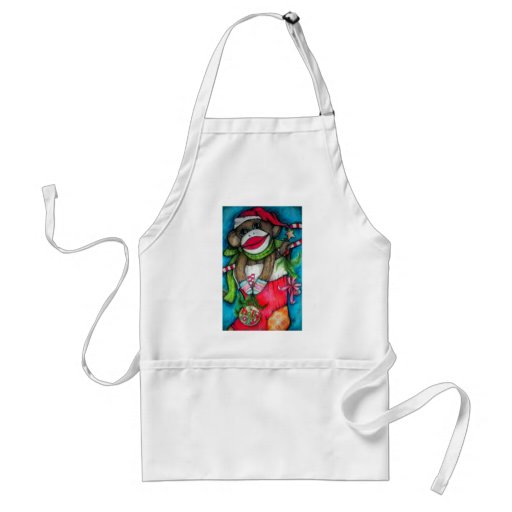 Holly Jolly Sock Monkey Apron