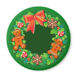 HOLLY, PINWHEELS & GINGER WREATH by SHARON SHARPE magnets
