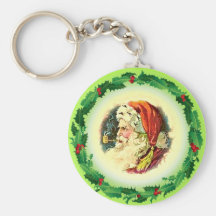 HOLLY & SANTA by SHARON SHARPE Keychains