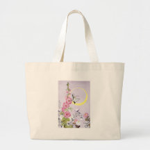 Hollyhock, Dahlia and Balloon Flowers Canvas Bags