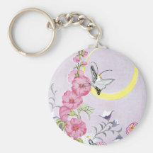 Hollyhock, Dahlia and Balloon Flowers Keychain