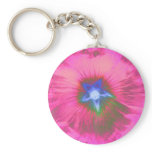 Hollyhock Flower Pink Velvet Keychain