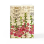 Hollyhock Victorian Flower Collage Note Card
