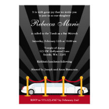 Hollywood Red Carpet Limo Bat Mitzvah Invitation