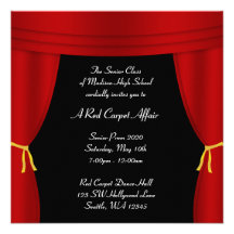 Hollywood Red Curtain Prom Formal Square Custom Invitations