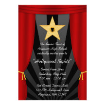 Hollywood Star Red Curtain Prom Formal Invitation