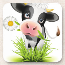 Holstein cow in grass beverage coaster