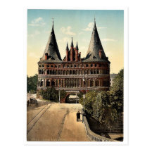 Holstengate, Lubeck, Germany classic Photochrom Postcard