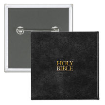 Holy Bible Christian Religion Faux Black Leather Button