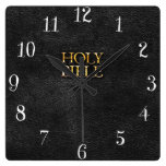 Holy Bible Christian Religion Faux Black Leather wall clocks
