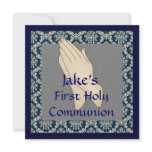Holy Communion Blue & Beige DAMASK INVITATIONS