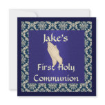 Holy Communion Blue & Beige DAMASK INVITATIONS