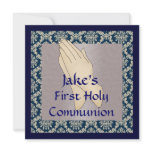 Holy Communion Blue & Beige DAMASK INVITATIONS