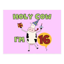 Holy Cow I'm 16 Tshirts and Gifts Post Cards