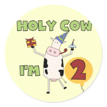 Holy Cow I'm 2 Birthday T-shirts and Gifts Stickers