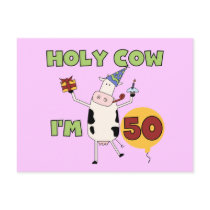 Holy Cow I'm 50 Birthday Tshirts and Gifts Postcard