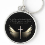 Holy Spirit Wings with Cross and Scripture Verse keychains