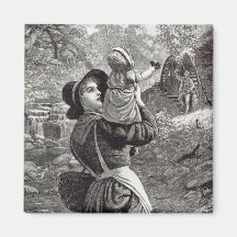 Home from Market, from 'Leisure Hour', 1888 Fridge Magnet