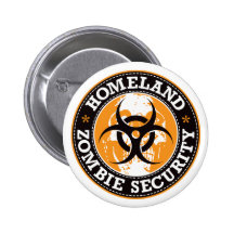 Homeland Zombie Security Skull - Orange Button