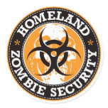 Homeland Zombie Security Skull - Orange Round Stickers
