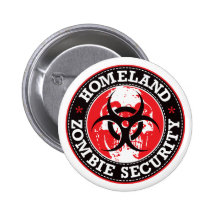 Homeland Zombie Security Skull - Red Pinback Button