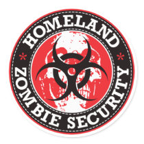 Homeland Zombie Security Skull - Red Round Stickers