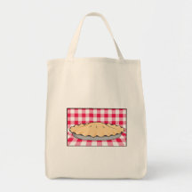 homemade cherry pie on chequered background canvas bag