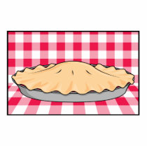homemade cherry pie on chequered background acrylic cut outs