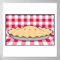 homemade cherry pie on chequered background posters