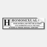 Homosexual Warning Label. Bumper Stickers