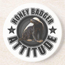 Honey Badger ATTITUDE - Round Design Beverage Coasters