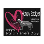 Honey Badger Be Mine Valentine's Day Postcards