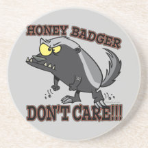 HONEY BADGER DONT CARE FUNNY CARTOON DRINK COASTERS