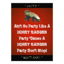 Honey Badger Theme Party Custom Invitation