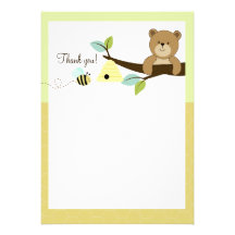 Honey Bear and Bee Flat Thank You notes Invitations