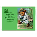Honey Bear Harry - Letter H - Vintage Teddy Bear cards