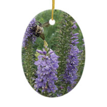Honey Bee on Purple Flower 2 Christmas Tree Ornaments