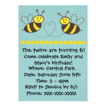 Honey Bees with Heart Custom Invitations