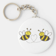 Honey Bees with Heart Keychains